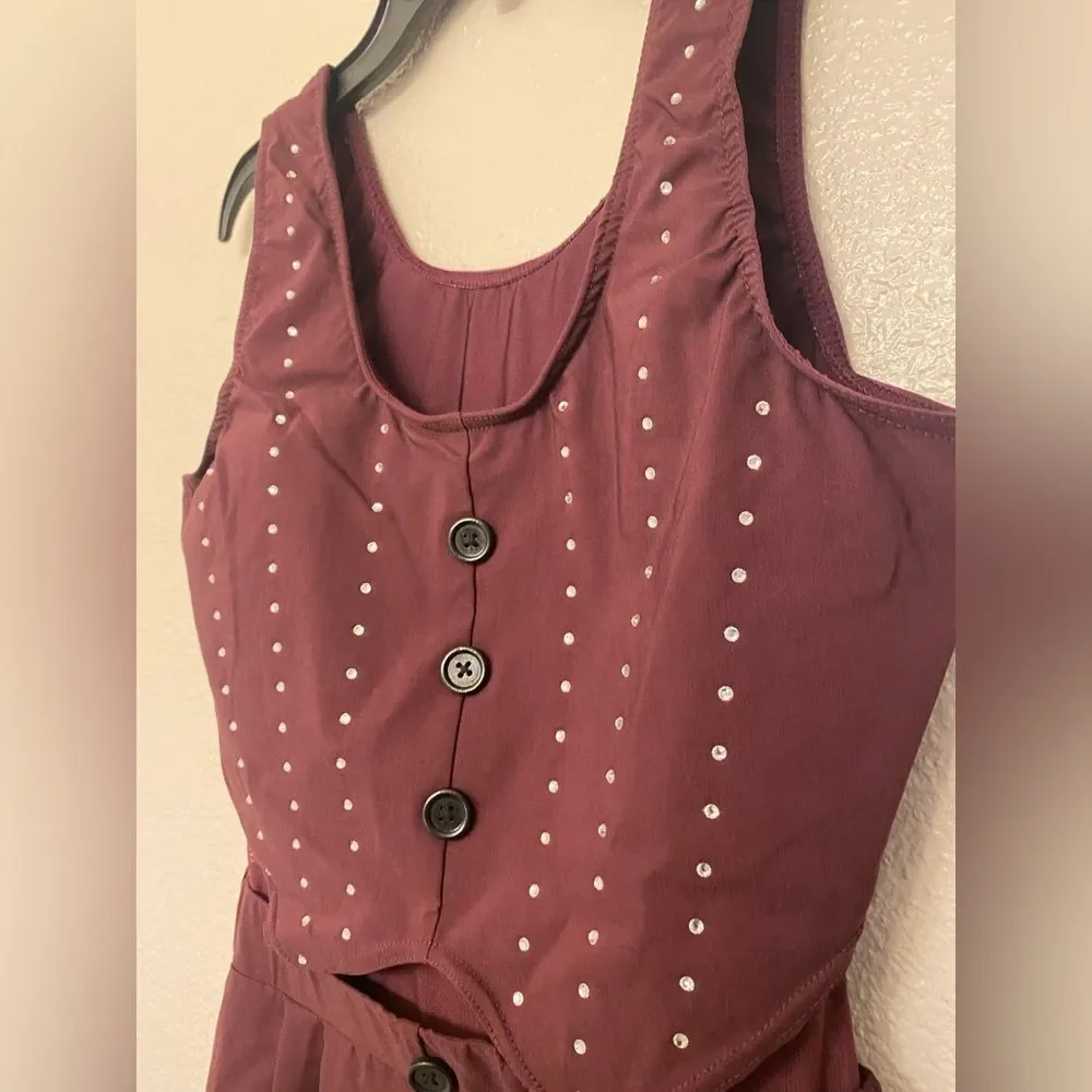 WEISSMAN Dance Costume menswear Take On Me 15754 burgundy vest jumpsuit SA adult
